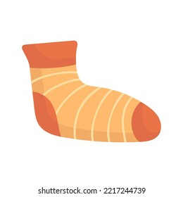 Woolen socks for feet icon. Accessory cotton and cartoon clothes. Textile color garment and cute apparel. Knitted and cozy for foot. Kid sock and child wardrobe vector illustration