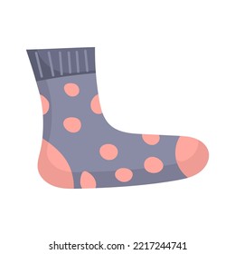 Woolen socks for feet icon. Accessory cotton and cartoon clothes. Textile color garment and cute apparel. Knitted and cozy for foot. Kid sock and child wardrobe vector illustration