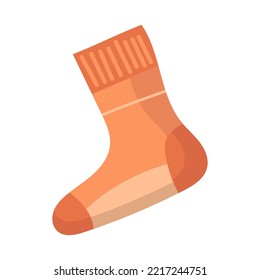 Woolen socks for feet icon. Accessory cotton and cartoon clothes. Textile color garment and cute apparel. Knitted and cozy for foot. Kid sock and child wardrobe vector illustration