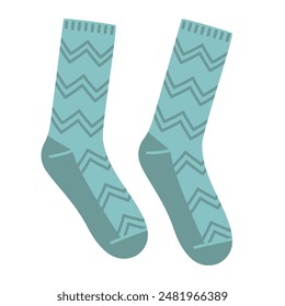 Wollsocken. Winter warme Socken Paar. Kleidung für den Fuß. Flache isolierte Vektorillustration