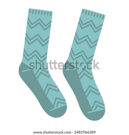 Woolen socks. Winter warm socks pair. Clothes for foot. Flat isolated vector illustration