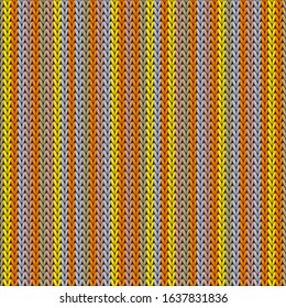 Woolen vertical stripes knitted texture geometric vector seamless. Carpet knit effect ornament. Winter seamless knitted pattern. Repeatable background.