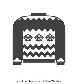 Woolen winter ugly sweater illustration in outline design. Sweatshirt silhouette vector icon.