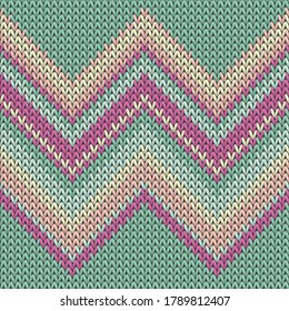 Woolen zig zal lines christmas knit geometric vector seamless. Blanket hosiery textile print. Norwegian style seamless knitted pattern. Handicraft backdrop.