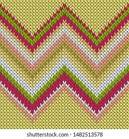 Woolen zig zal lines knit texture geometric seamless pattern. Jacquard knit tricot  fabric print. Winter seamless knitted pattern. Cozy textile print design.