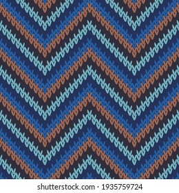Woolen zigzag chevron stripes christmas knit geometric seamless pattern. Jumper knitwear structure imitation. Classic warm seamless knitted pattern. Abstract xmas wallpaper.
