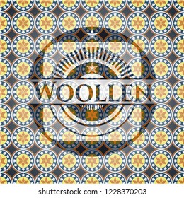 Woollen arabic style emblem. Arabesque decoration.