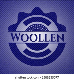Woollen badge with denim background. Vector Illustration. Detailed.