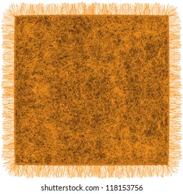 Woollen Blanket With Fringe In Orange And Brown Colors