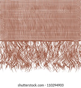 Woollen brown scraft with fringe,vector illustration