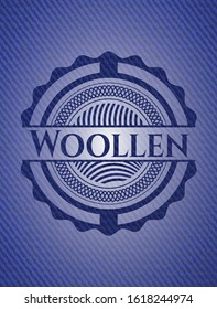 Woollen jean or denim emblem or badge background. Vector Illustration. Detailed.