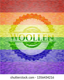 Woollen on mosaic background with the colors of the LGBT flag