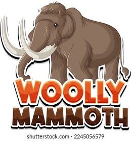 Woolly mammoth cartoon character with logo illustration