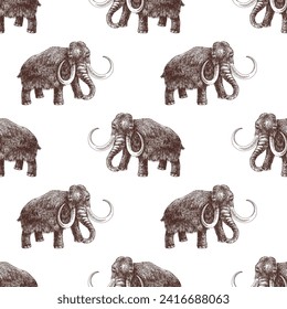 Woolly mammoth colorful seamless pattern