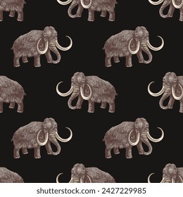 Woolly mammoth colorful seamless pattern