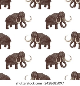 Woolly mammoth colorful seamless pattern