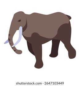 Mamute lanoso, animal extinto da época do pleistoceno, andando em visão isométrica