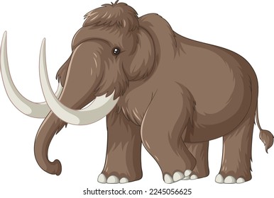 Woolly mammoth extinct animal vector illustration