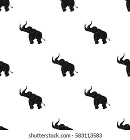 Woolly mammoth icon in black style isolated on white background. Stone age pattern stock vector illustration.