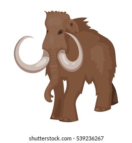 Woolly mammoth icon in cartoon style isolated on white background. Stone age symbol stock vector illustration.
