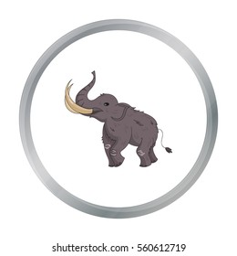 Woolly mammoth icon in cartoon style isolated on white background. Stone age symbol stock vector illustration.