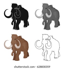 Woolly mammoth icon in cartoon style isolated on white background. Stone age symbol stock vector illustration.
