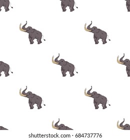 Woolly mammoth icon in cartoon style isolated on white background. Stone age symbol stock vector illustration.