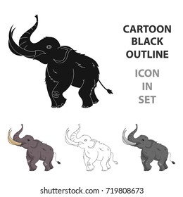 Woolly mammoth icon in cartoon style isolated on white background. Stone age symbol stock vector illustration.