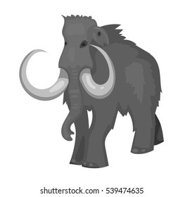 Woolly mammoth icon in monochrome style isolated on white background. Stone age symbol stock vector illustration.