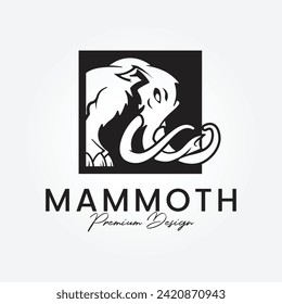 woolly mammoth logo vector design template with long tusks