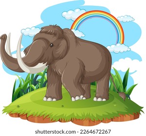 A woolly mammoth in nature illustration