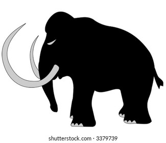 Woolly Mammoth Silhouette - Vector Illustration