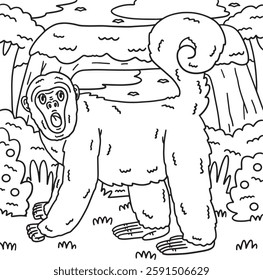 Woolly Monkey Animal Coloring Page for Kids 