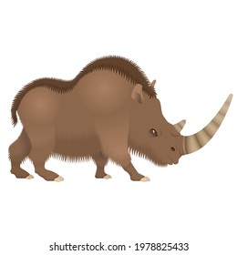 Wollrhino. Vektorgrafik einzeln auf weißem Hintergrund.