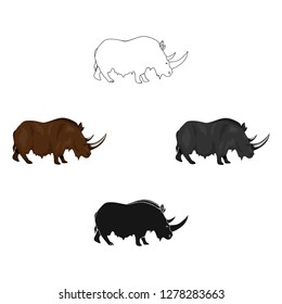 Woolly rhinoceros icon in cartoon style isolated on white background. Stone age symbol stock vector illustration.