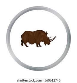 Woolly rhinoceros icon in cartoon style isolated on white background. Stone age symbol stock vector illustration.