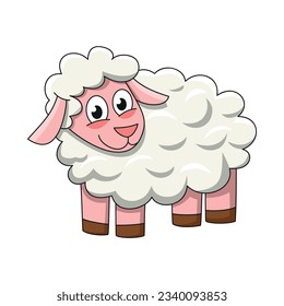 Woolly sheep. Farm animal. Cartoon illustration