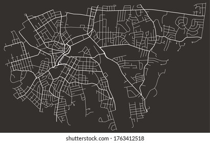 Woonsocket, Rhode Island, United States–urban vector city map, road transport network, downtown and suburbs view poster