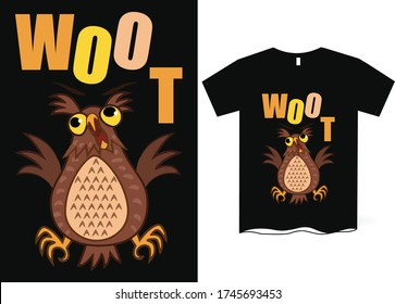 Woot -T-shirt design with the image of an owl, owl vector