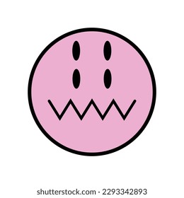 Woozy or Confounded face icon, pink rounded