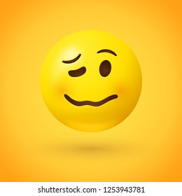 Woozy face emoji - emoticon face showing signs of being tired, emotional, or drunk.