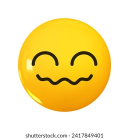 Woozy Face Emoji. Emotion 3d cartoon icon. Yellow round emoticon. Vector illustration