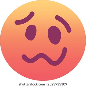 Woozy rosto ícone emoji. Cores na moda, elemento popular que representa tontura ou confusão, comumente usado em mídias sociais. Emoticon, elemento isolado.