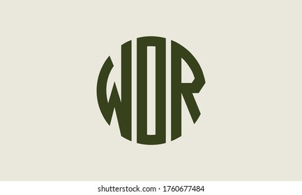 WOR Circle Emblem Abstract Monogram Letter Mark Vector Logo Template
