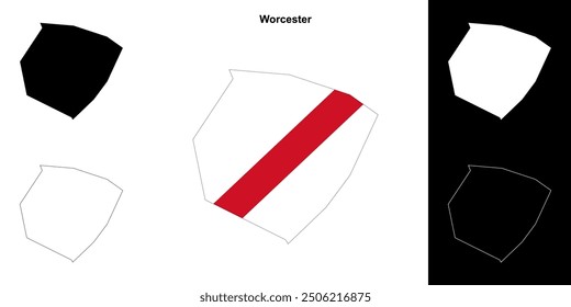Worcester blank outline map set