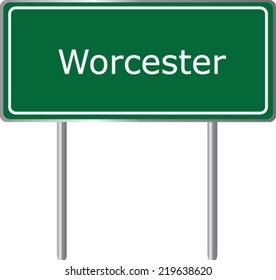 Worcester, Massachusetts, road sign green vector illustration, road table, USA city