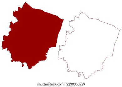 Worcester Non-metropolitan district, Cathedral city (United Kingdom of Great Britain and Northern Ireland, ceremonial county Worcestershire or Worcs, England) map vector illustration, scribble sketch 
