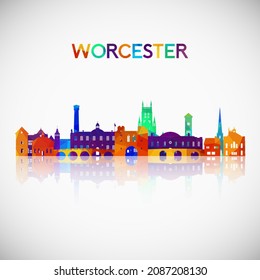 Worcester skyline silhouette in colorful geometric style. Symbol for your design. Vector illustration.