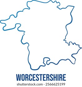 Worcestershire ceremonial county map. Smooth simplified abstract outline blue gradient map. Use for wall art, travel blog, news article