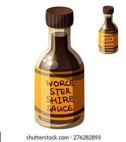 Worcestershire Sauce. Detailed Vector Icon Isolated On White Background. Series Of Food And Drink And Ingredients For Cooking.